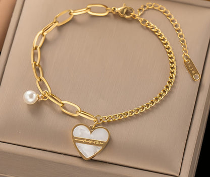 Set of heart bracelet & ring