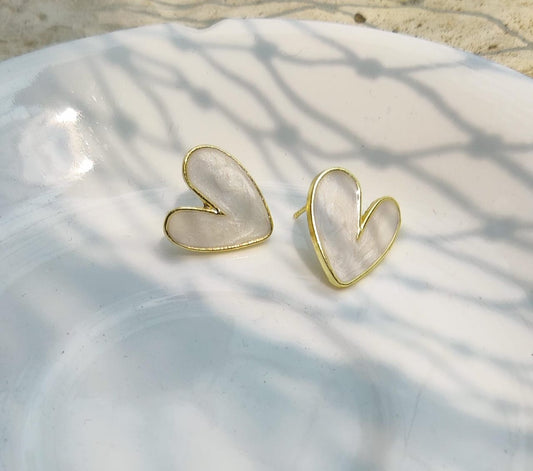 White Heart Studs