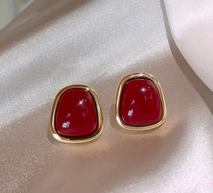 Gold Red stone stud